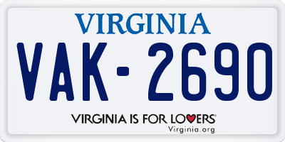 VA license plate VAK2690