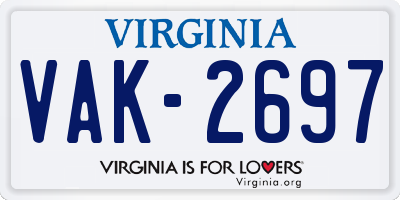 VA license plate VAK2697