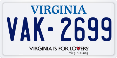 VA license plate VAK2699