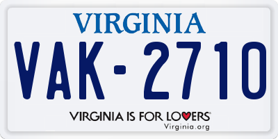 VA license plate VAK2710