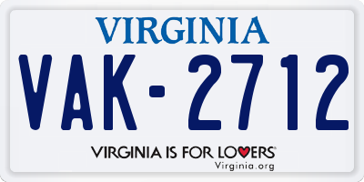 VA license plate VAK2712