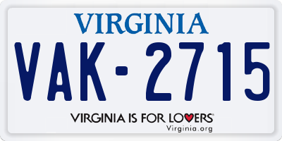 VA license plate VAK2715
