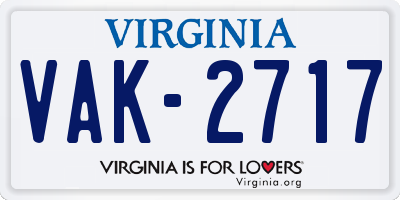 VA license plate VAK2717