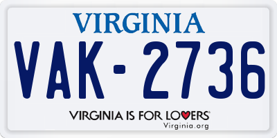 VA license plate VAK2736