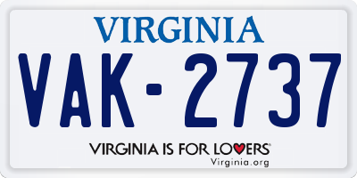 VA license plate VAK2737