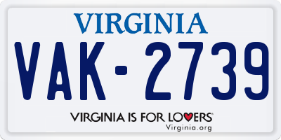 VA license plate VAK2739
