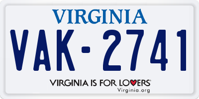 VA license plate VAK2741