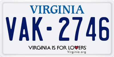 VA license plate VAK2746