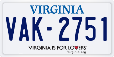 VA license plate VAK2751