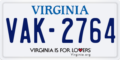 VA license plate VAK2764