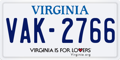 VA license plate VAK2766