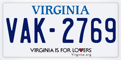 VA license plate VAK2769