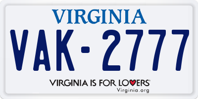 VA license plate VAK2777