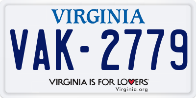 VA license plate VAK2779