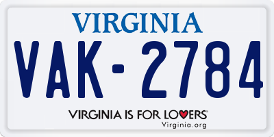 VA license plate VAK2784