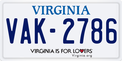 VA license plate VAK2786