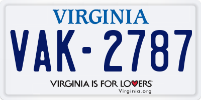 VA license plate VAK2787