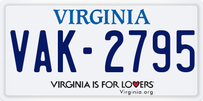 VA license plate VAK2795