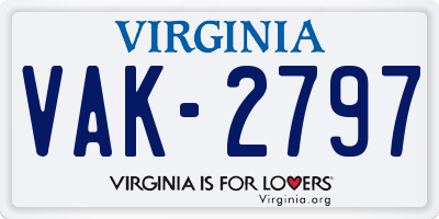 VA license plate VAK2797