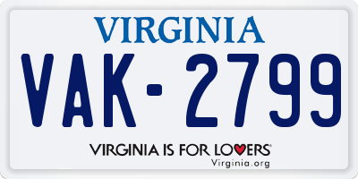VA license plate VAK2799