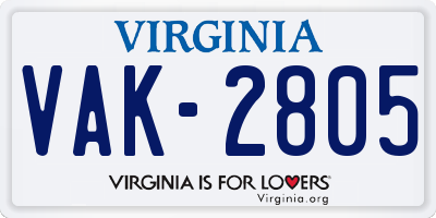 VA license plate VAK2805