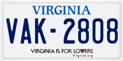 VA license plate VAK2808