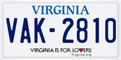 VA license plate VAK2810