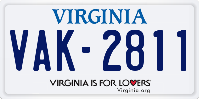 VA license plate VAK2811