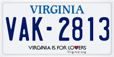 VA license plate VAK2813