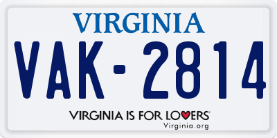 VA license plate VAK2814