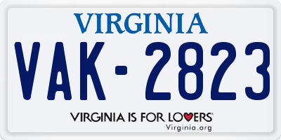 VA license plate VAK2823
