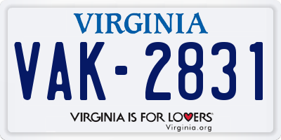 VA license plate VAK2831