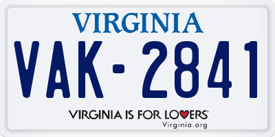 VA license plate VAK2841