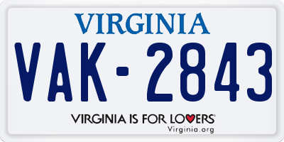 VA license plate VAK2843