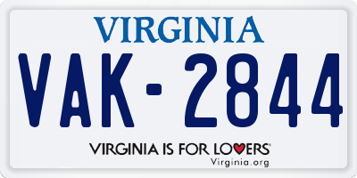 VA license plate VAK2844