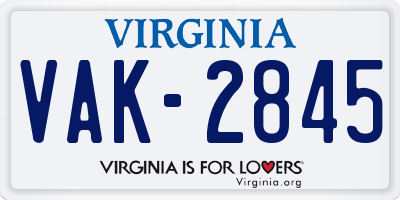 VA license plate VAK2845