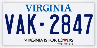 VA license plate VAK2847