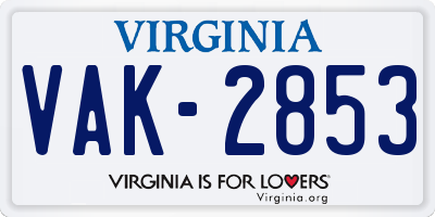 VA license plate VAK2853