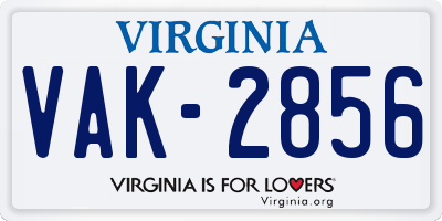 VA license plate VAK2856