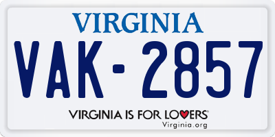 VA license plate VAK2857
