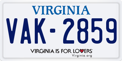 VA license plate VAK2859