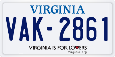 VA license plate VAK2861