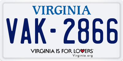 VA license plate VAK2866