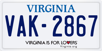 VA license plate VAK2867