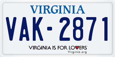 VA license plate VAK2871