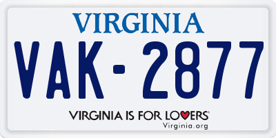 VA license plate VAK2877