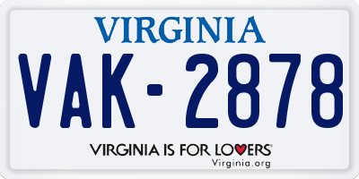 VA license plate VAK2878