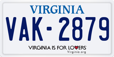 VA license plate VAK2879