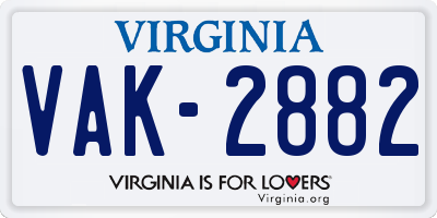 VA license plate VAK2882