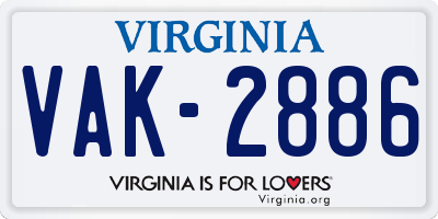 VA license plate VAK2886